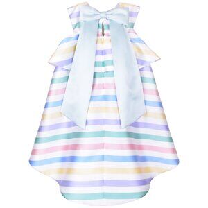 Hucklebones Striped Bow Trapeze Dress - Size 2Y